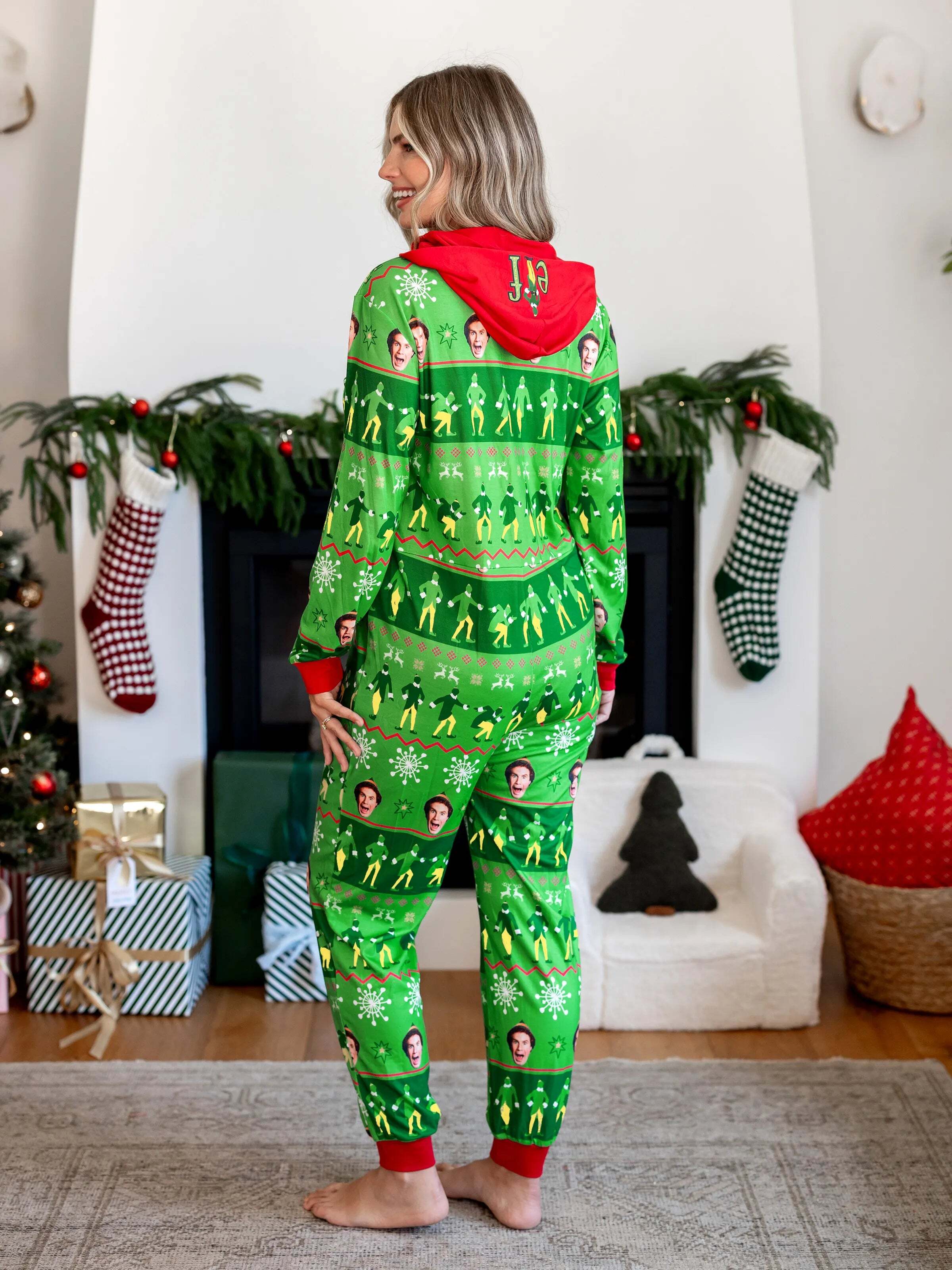 Christmas Family Matching Fair Isle Pattern Hooded Jumpsuit Green