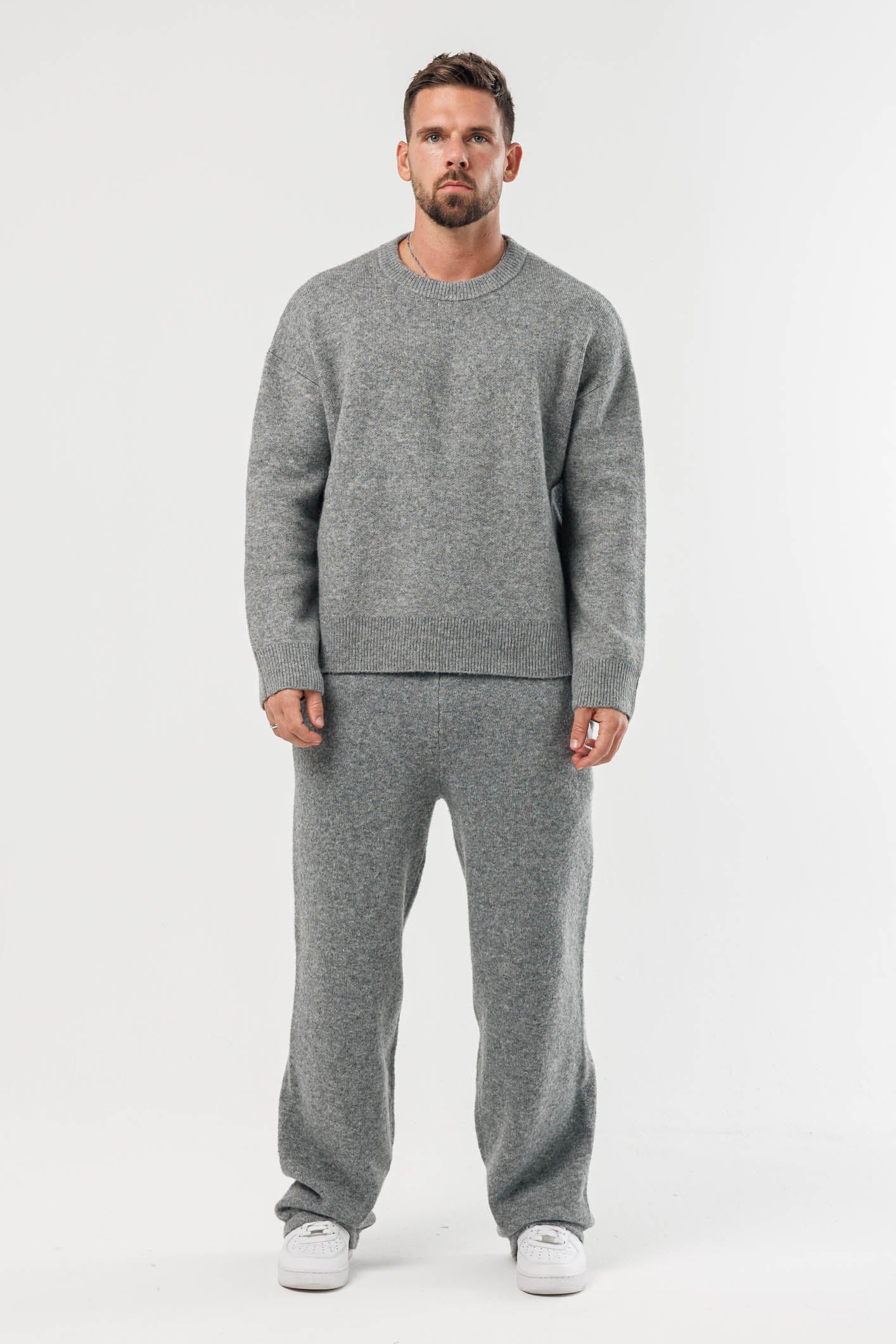 ✨Classic Grey Marl Knit Sweater — Long Sleeve Knit Top