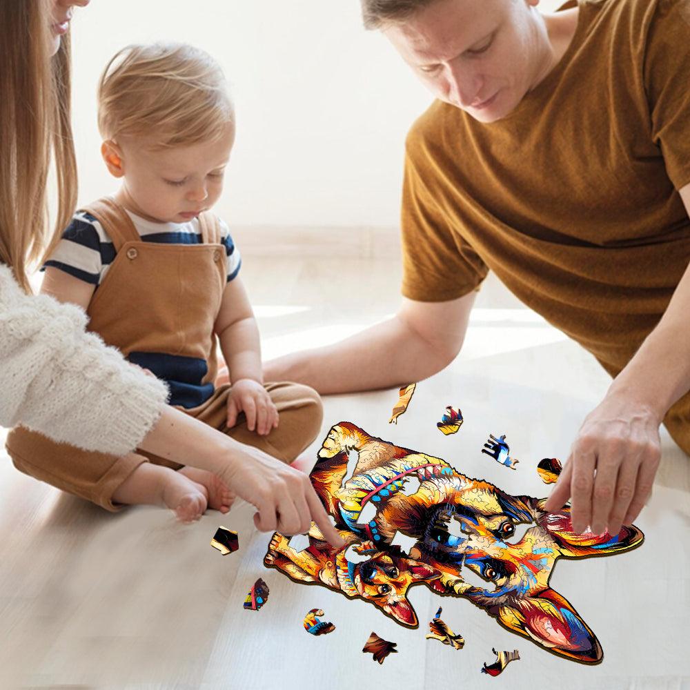 German Shepherd Family Wooden Jigsaw Puzzle