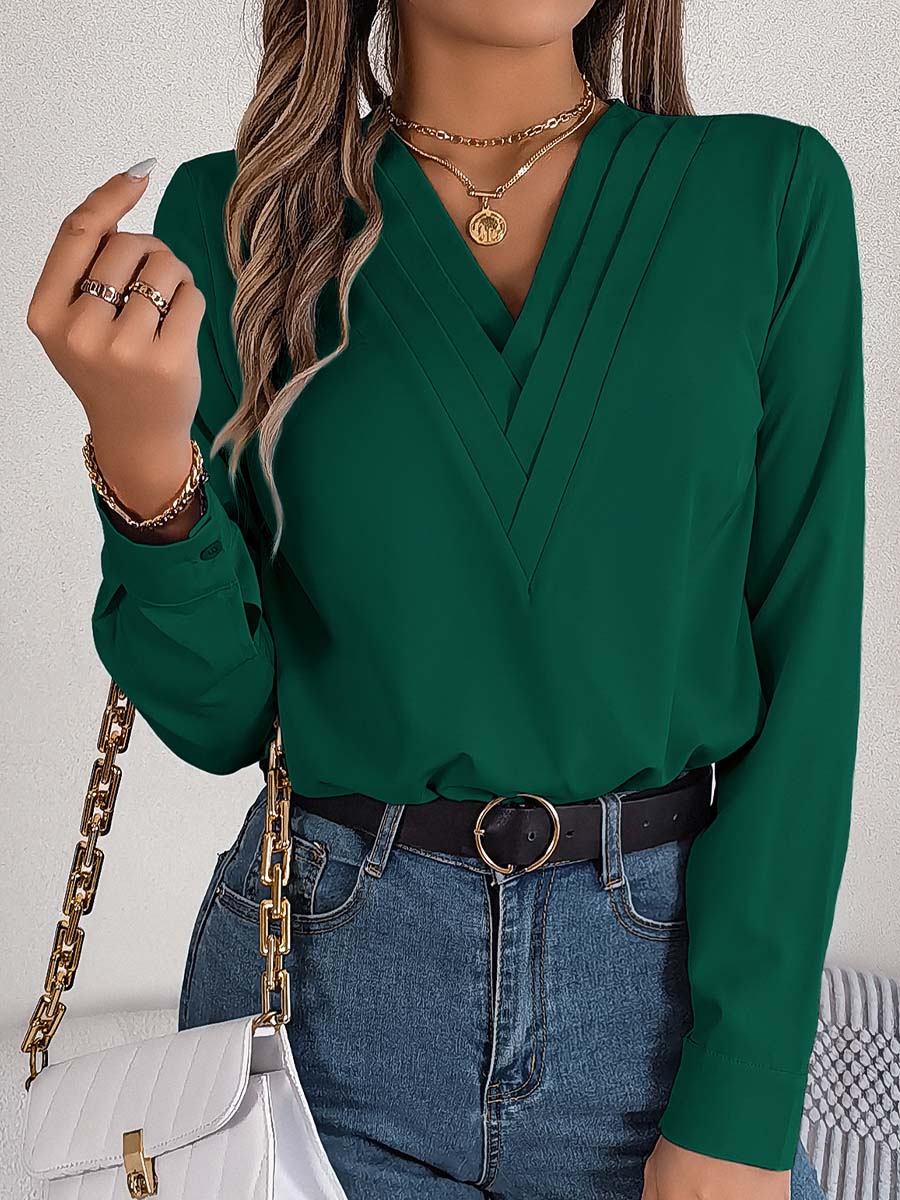 Women's V-neck Long-sleeve Shirt