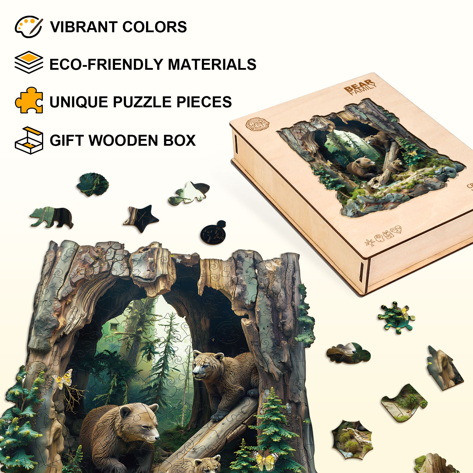 Bear Family Wooden Jigsaw Puzzle