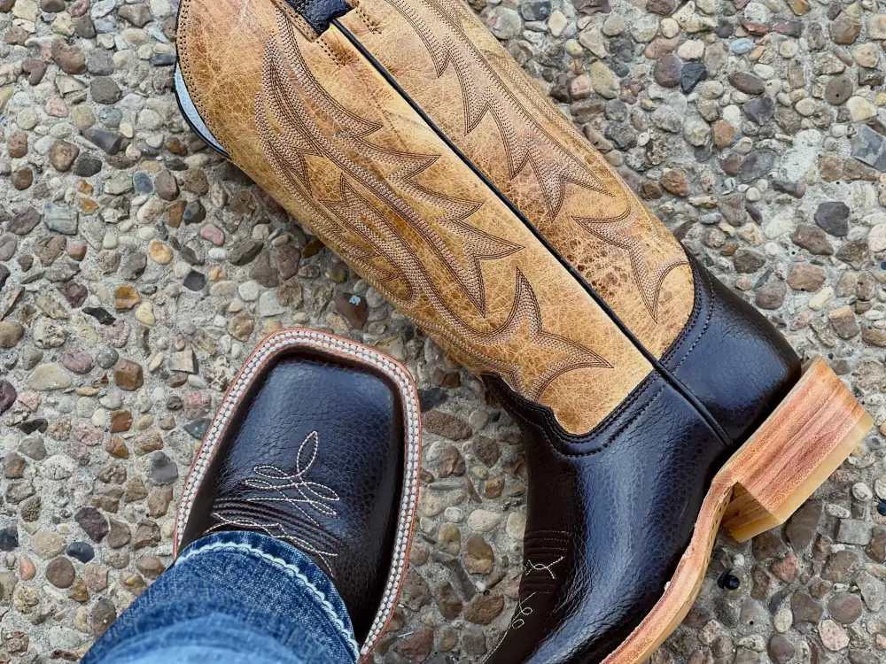 Men’s Brown Buffalo Leather Boots With Tan Shaft