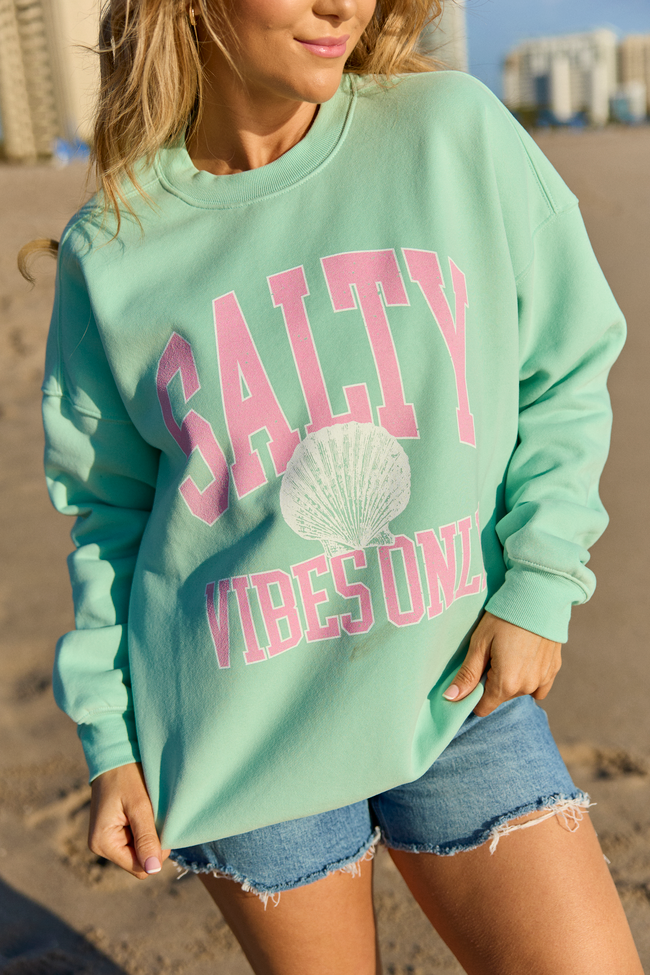 Salty Vibes Only Mint Graphic Sweatshirt