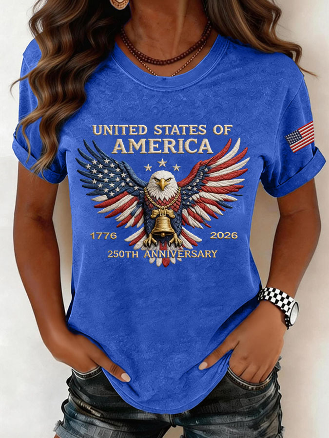Women'S Independence Day Round Neck T-Shirt