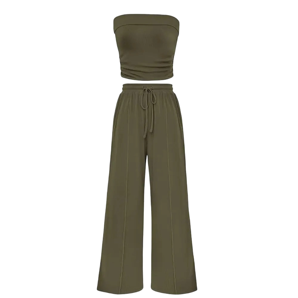 Women’s Ribbed Tube Top & Wide-Leg Pants Set