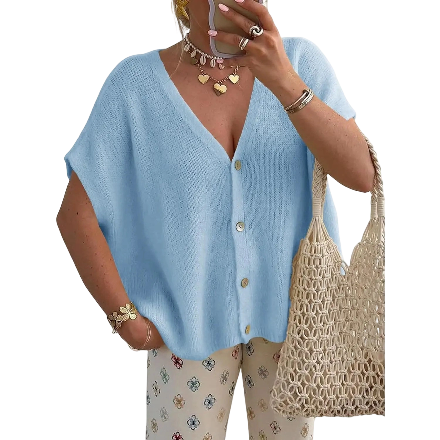 Women's Lightweight Oversized Batwing Sleeve Cardigan