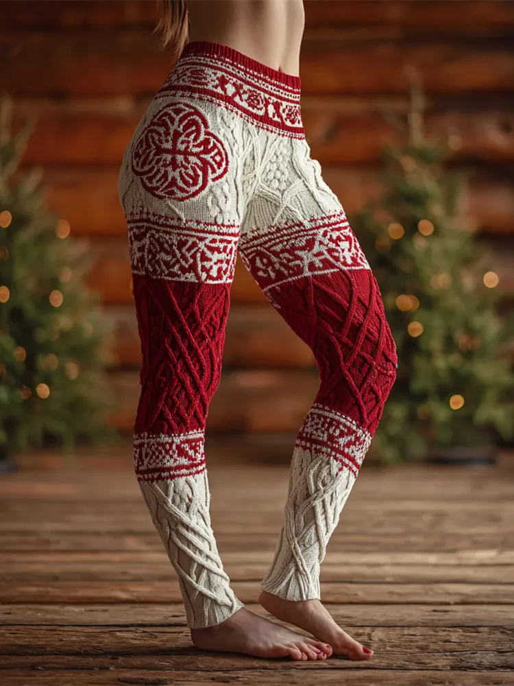 Christmas Viking Art Women's Knit Leggings