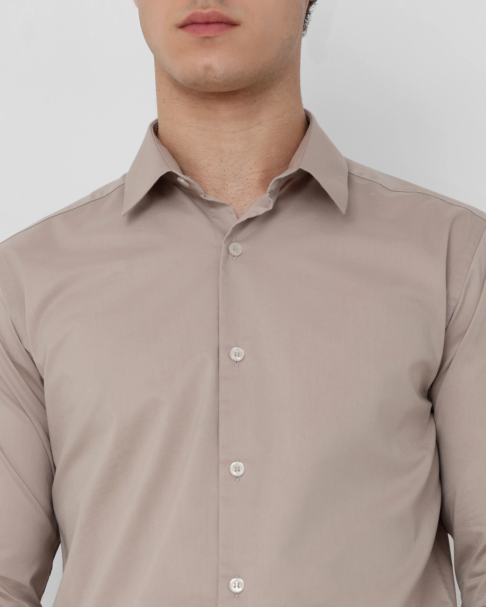 Leisure Soft And Comfortable Slim-Fit Dark Light Grey Shirt