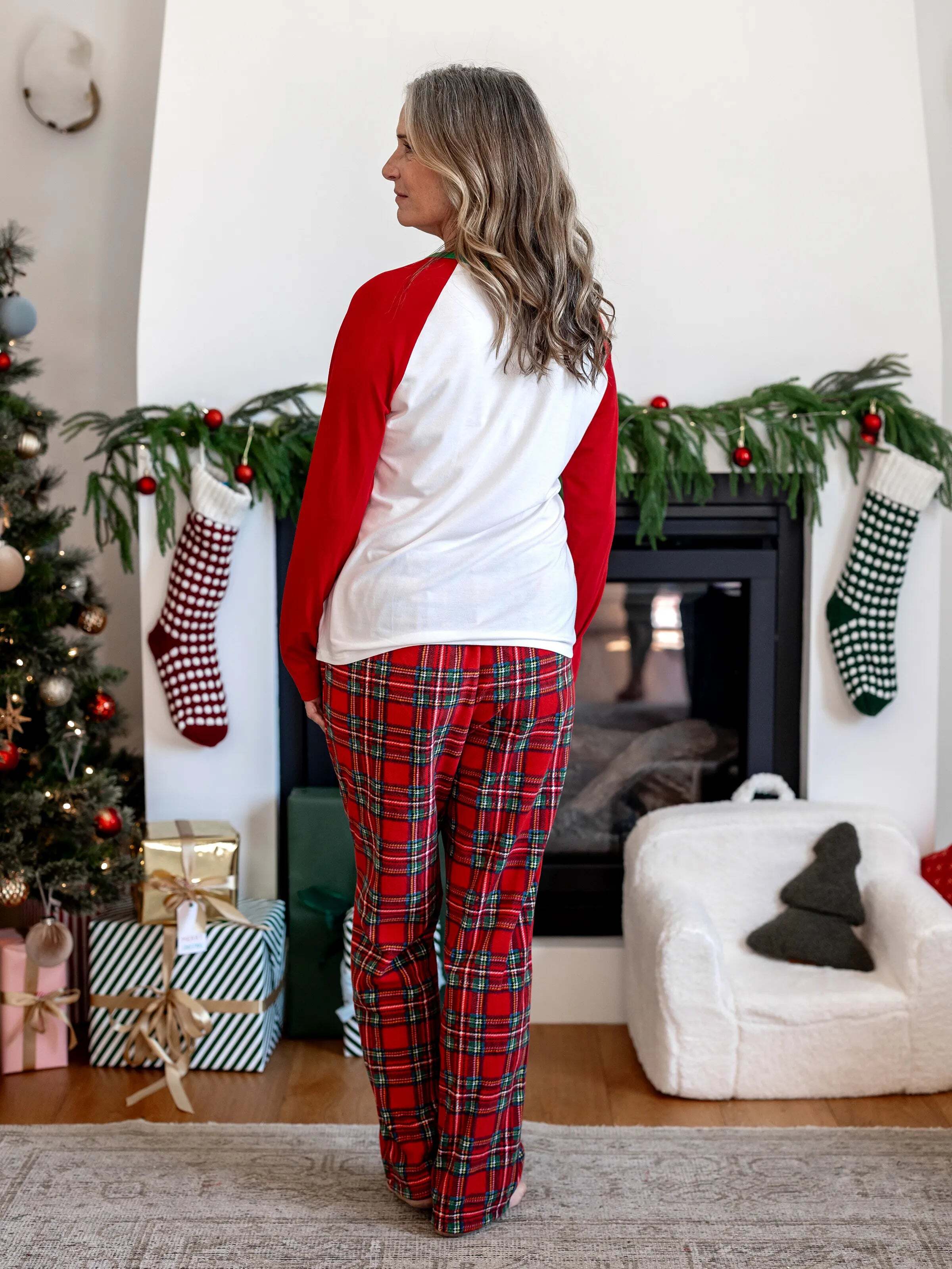 Christmas Family Matching Fleece Pajamas Set with Christmas Socks Red