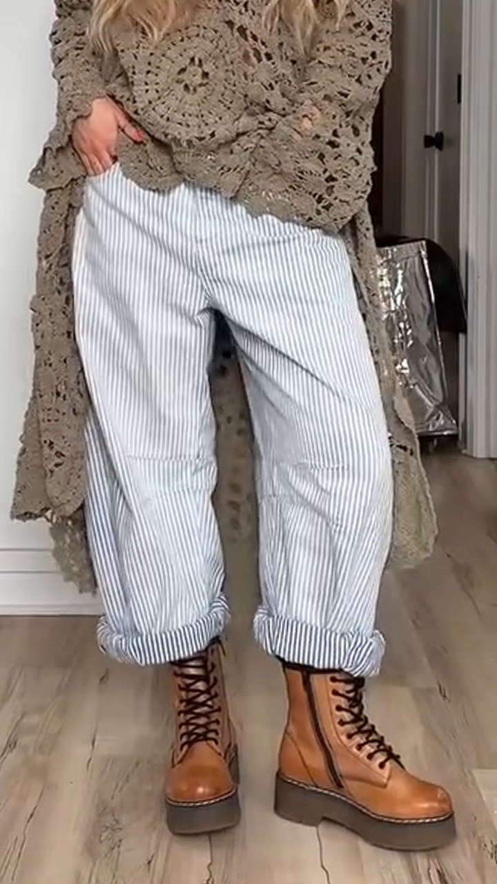 Women Vertical Striped Casual Pants