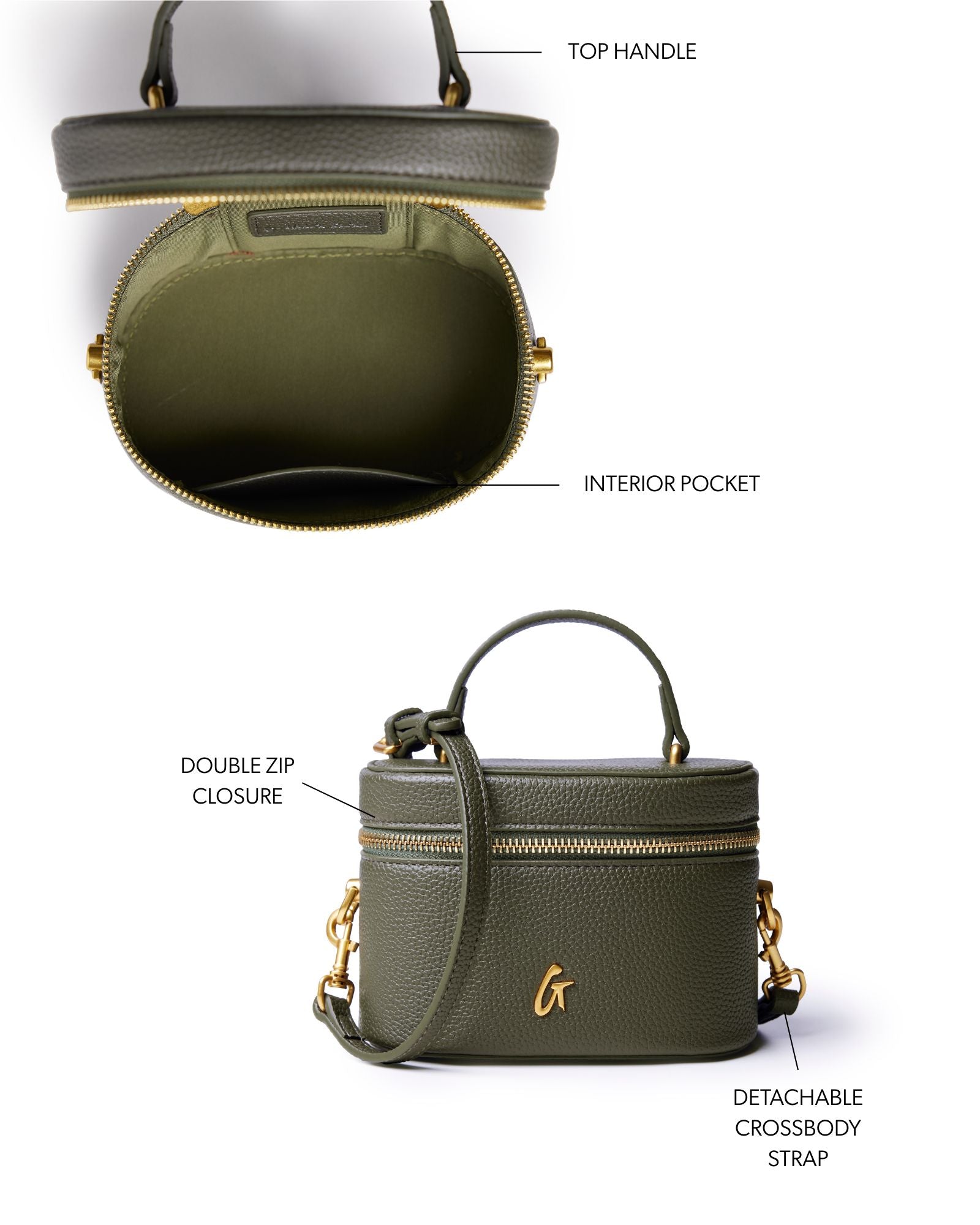 MINI PEBBLE VANITY BAG - OLIVE GREEN