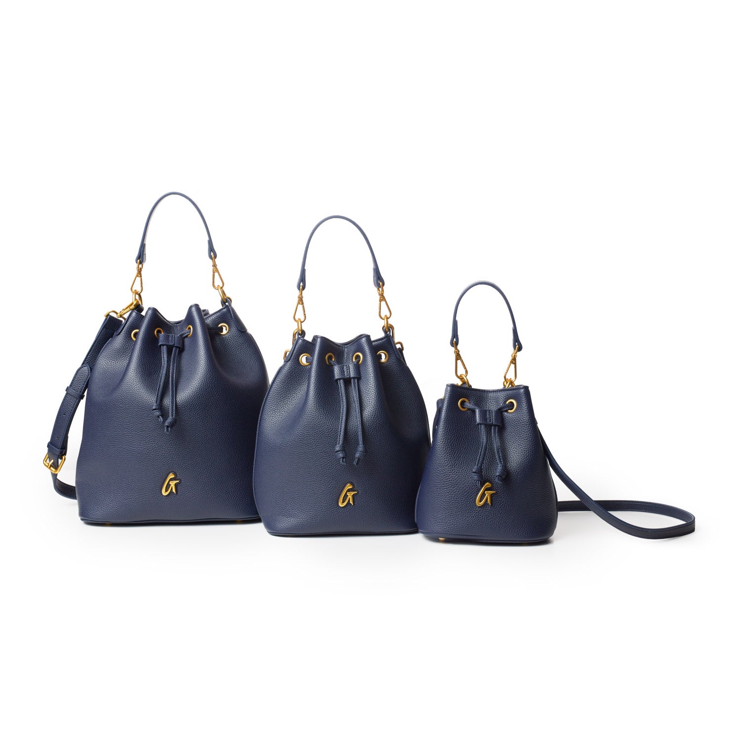 MEDIUM PEBBLE BUCKET BAG - NAVY