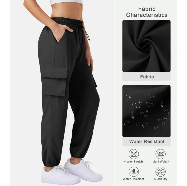 Women's Lightweight Waterproof Hiking Pants – Quick-Dry Summer Joggers with 4 Cargo Pockets