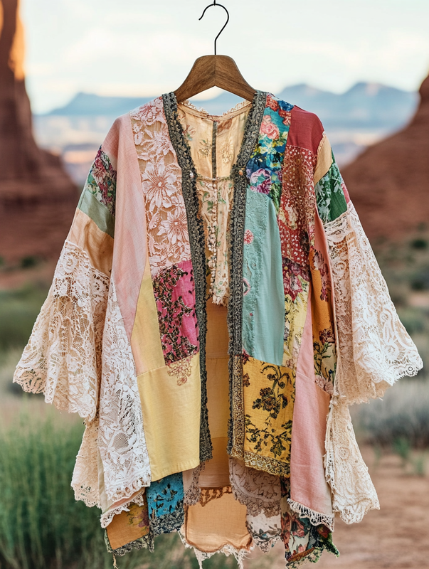 Summer cardigan with gradient stitching and embroidery 3ad3