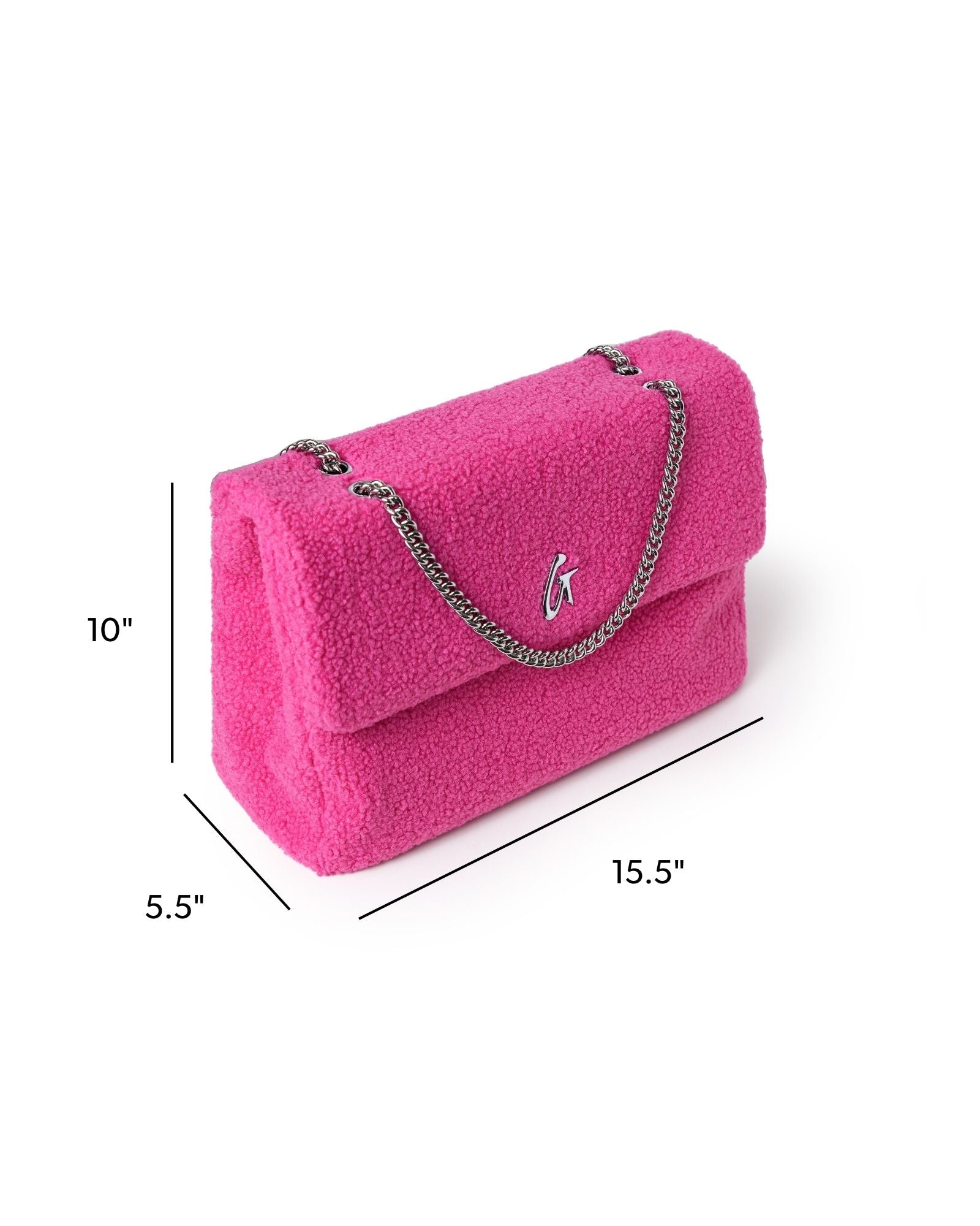 LARGE TEDDY FLAP BAG - HOT PINK