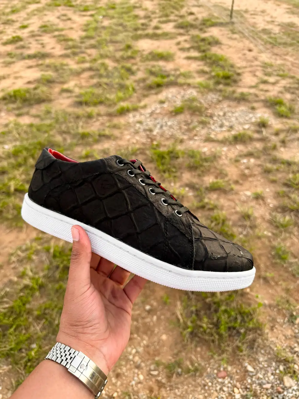 Matte Black Pirarucu Leather Shoes