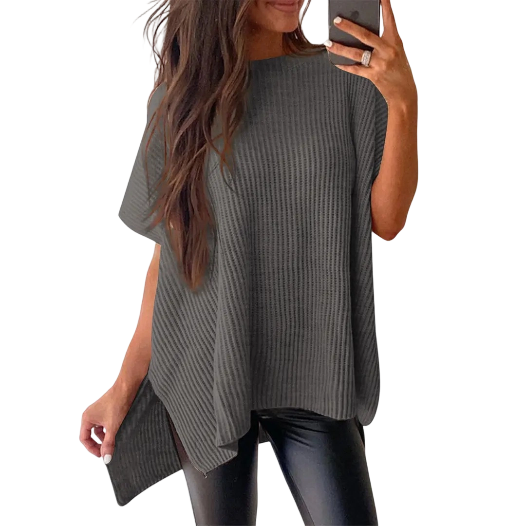 Women's Oversized Ribbed Short Sleeve Knit Top