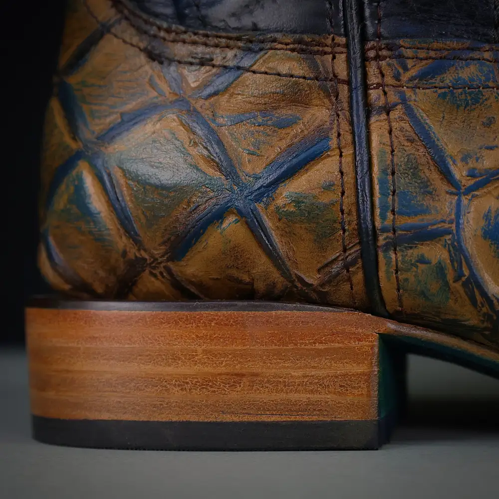 Men’s Honey Pirarucu Leather Boots — Square Toe