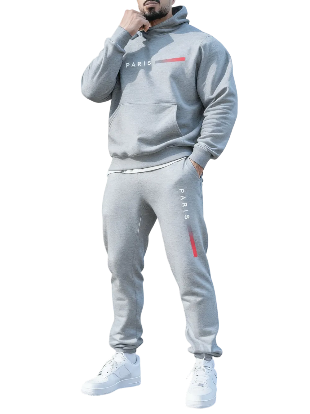 Men's Paris Letter Printed Hoodie Set - Fall & Winter Casual