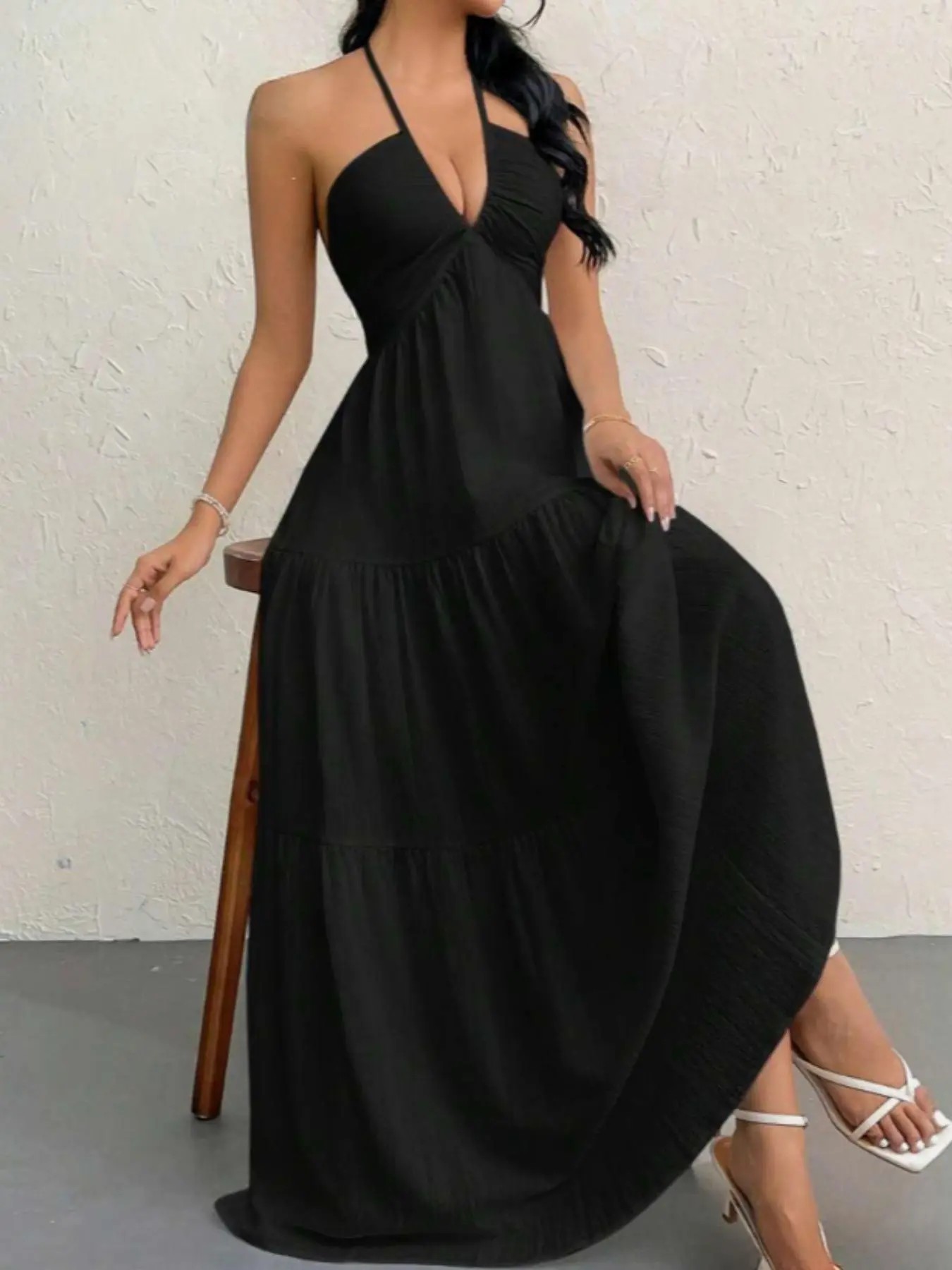 Women's Sleeveless Plain A-Line Maxi Dress