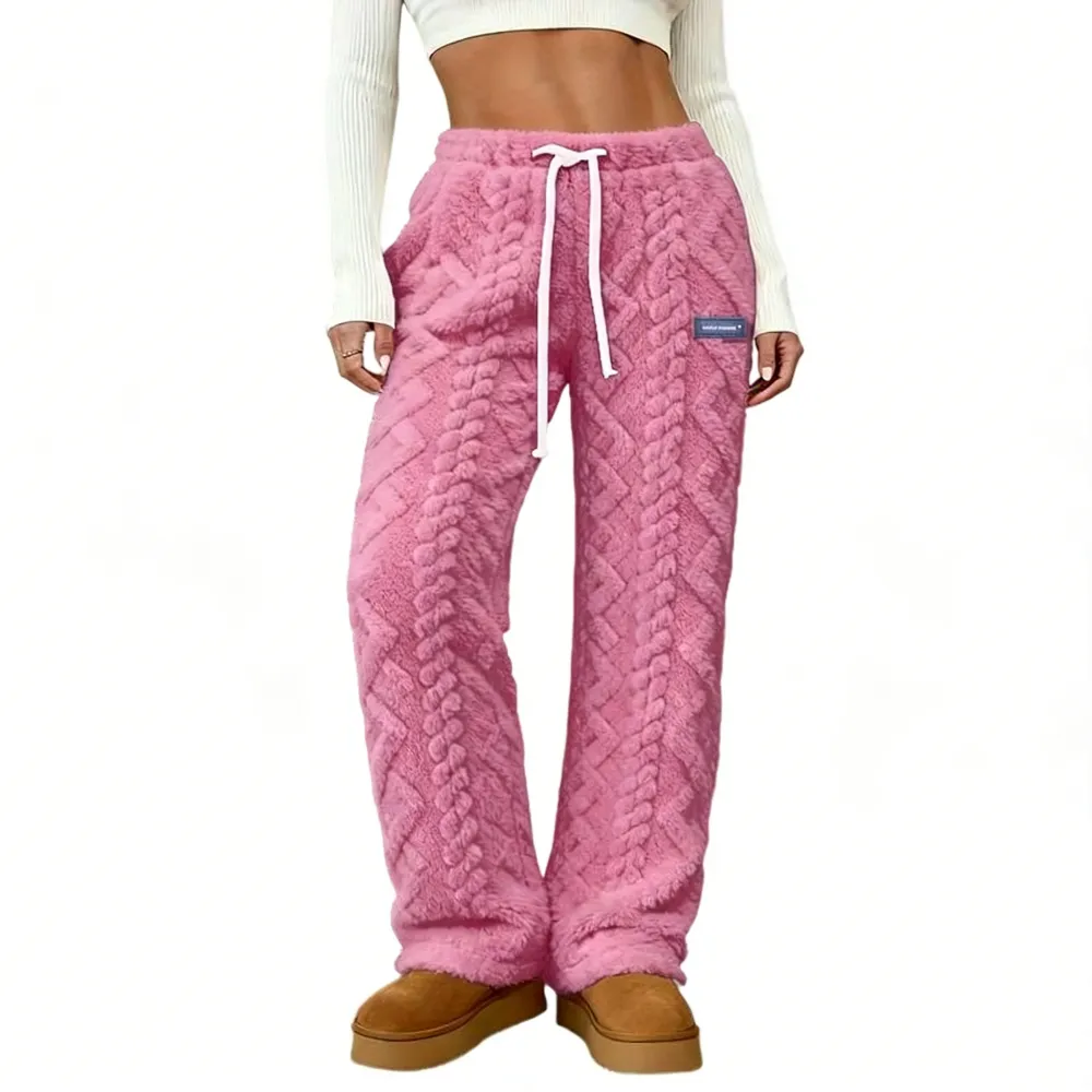 Women's fleece sweatpants, cable knit trousers