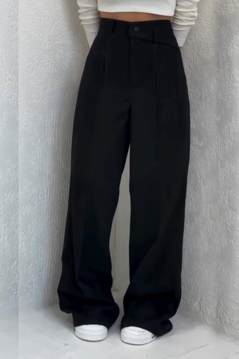 Women's Casual Asymmetric Waist commuting Wide Leg Pants