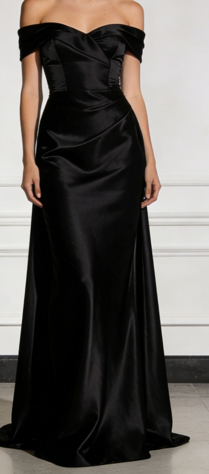 Luxury Satin Finish: Strapless Maxi Dress with Built-In Support (Stay-in-Place)