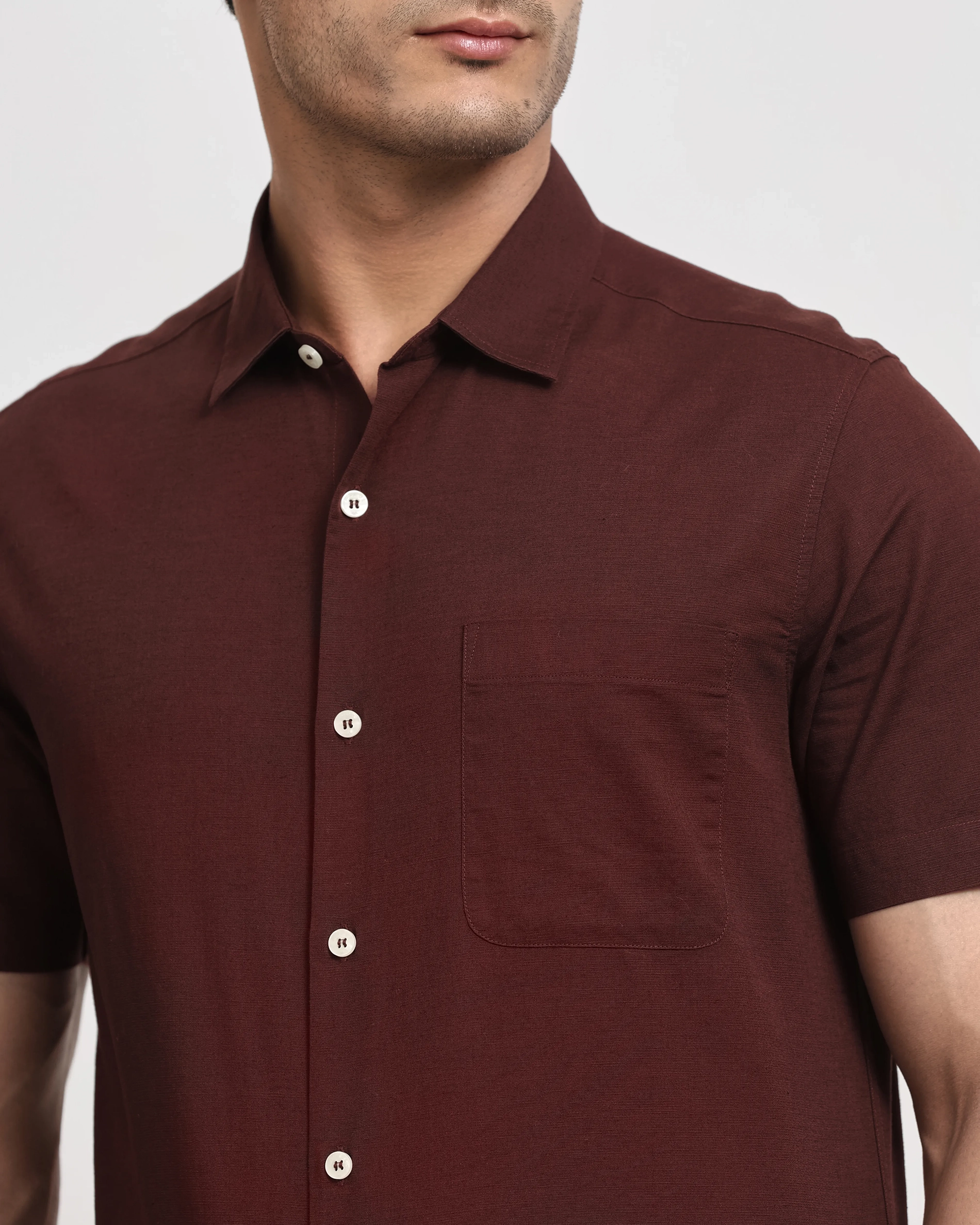 Simple And Soft Slim-Fit Breathable Maroon Shirt