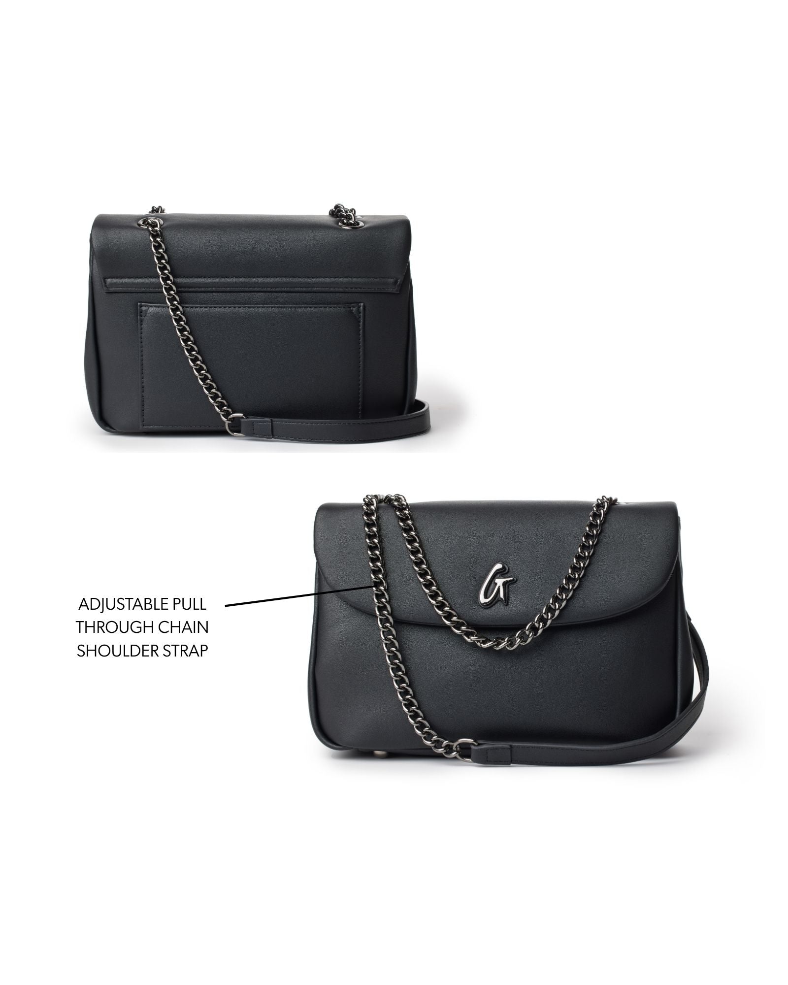 MEDIUM STANDARD FLAP BAG - BLACK