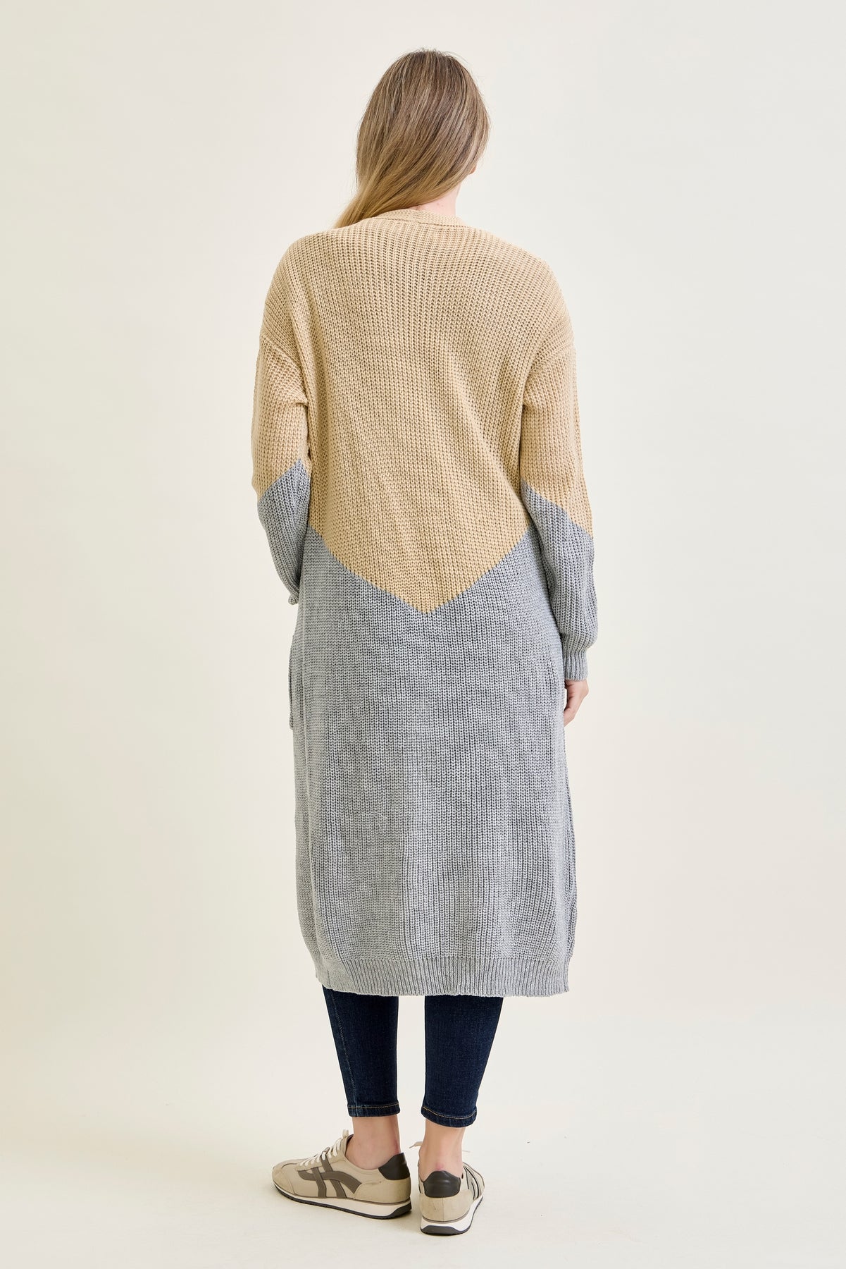Long Duster Cardigan Beige Sweater