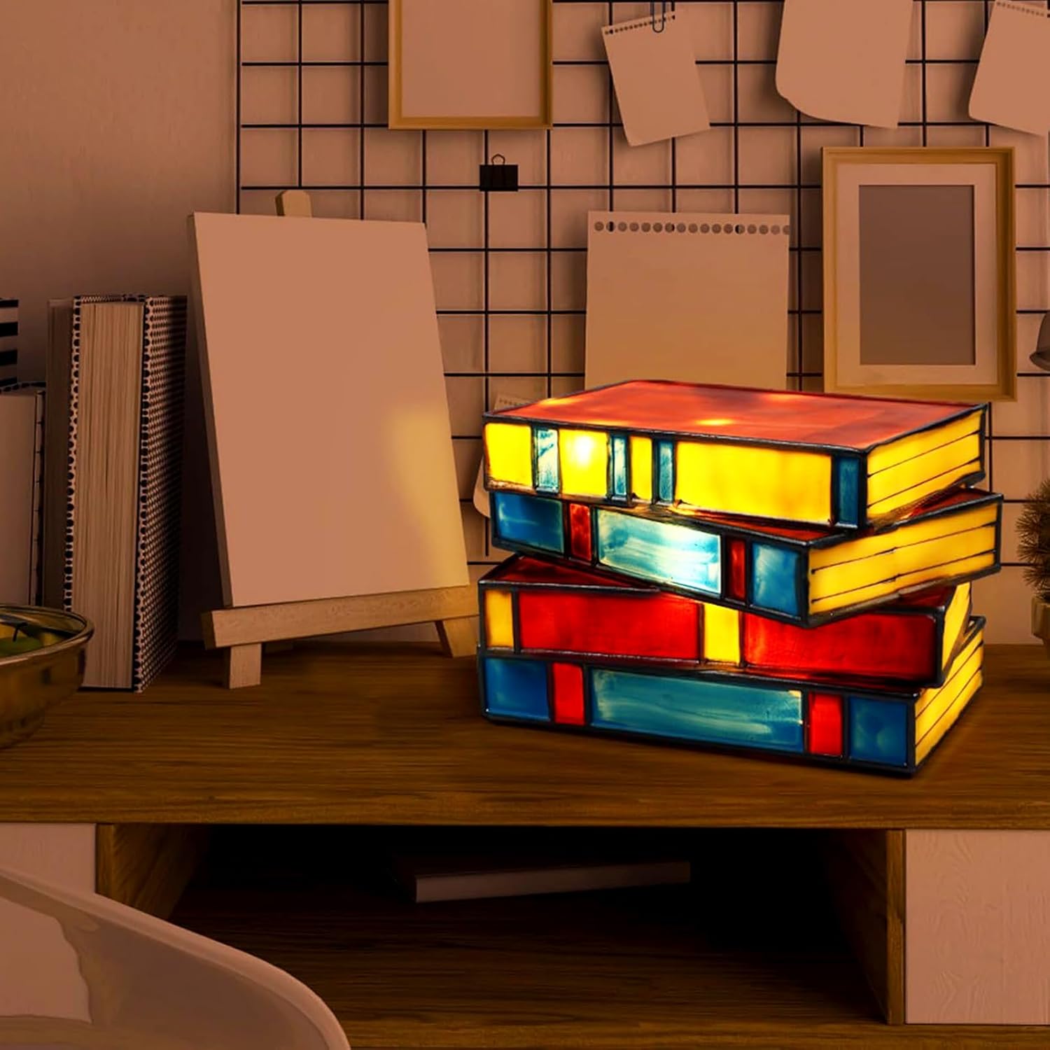 Stained Glass Stacked Books Lamp