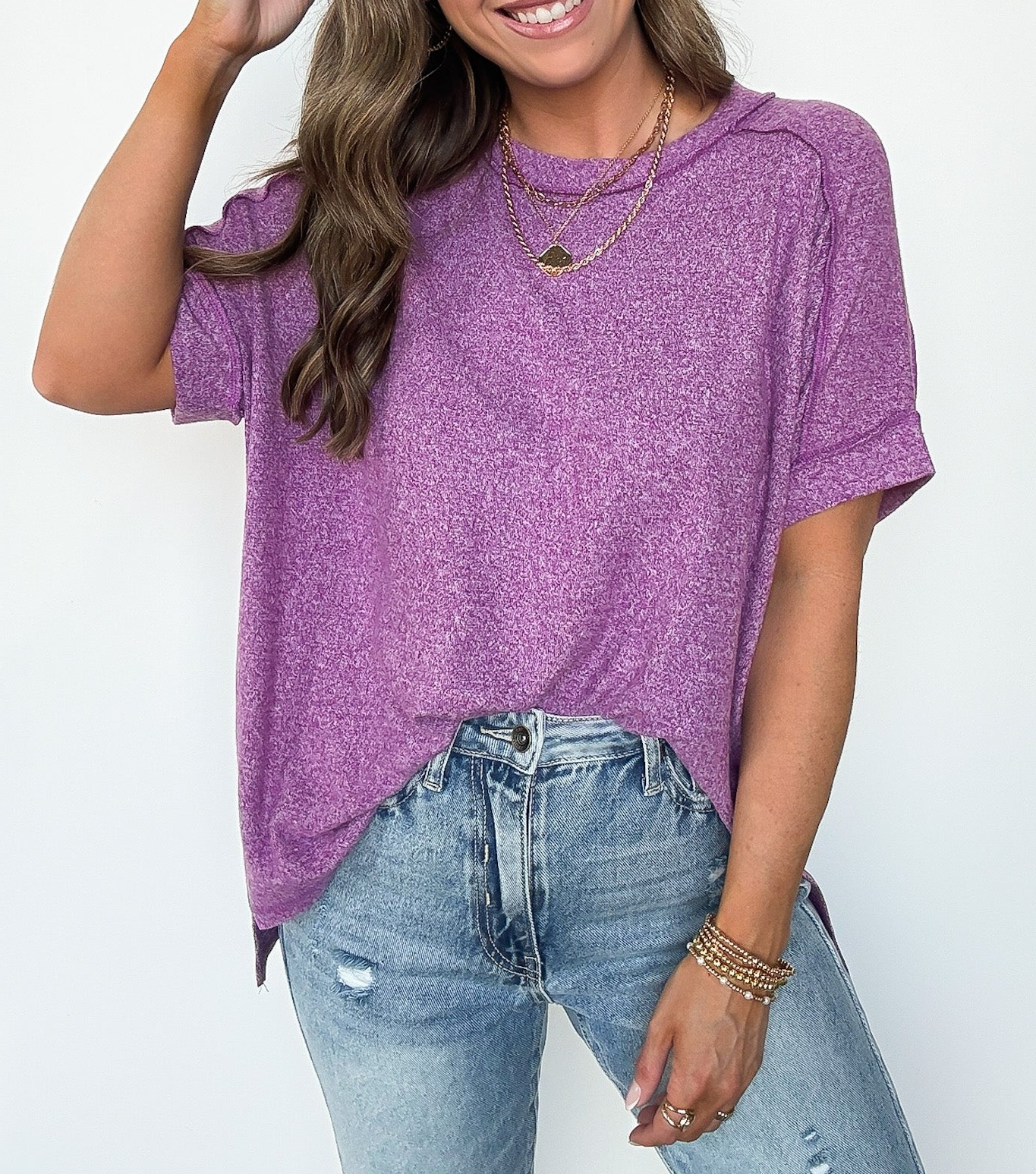 Sunday Muse Melange High Low Tee