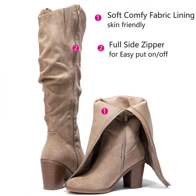 Luoika Women's Extra Wide Calf Knee High Boots
