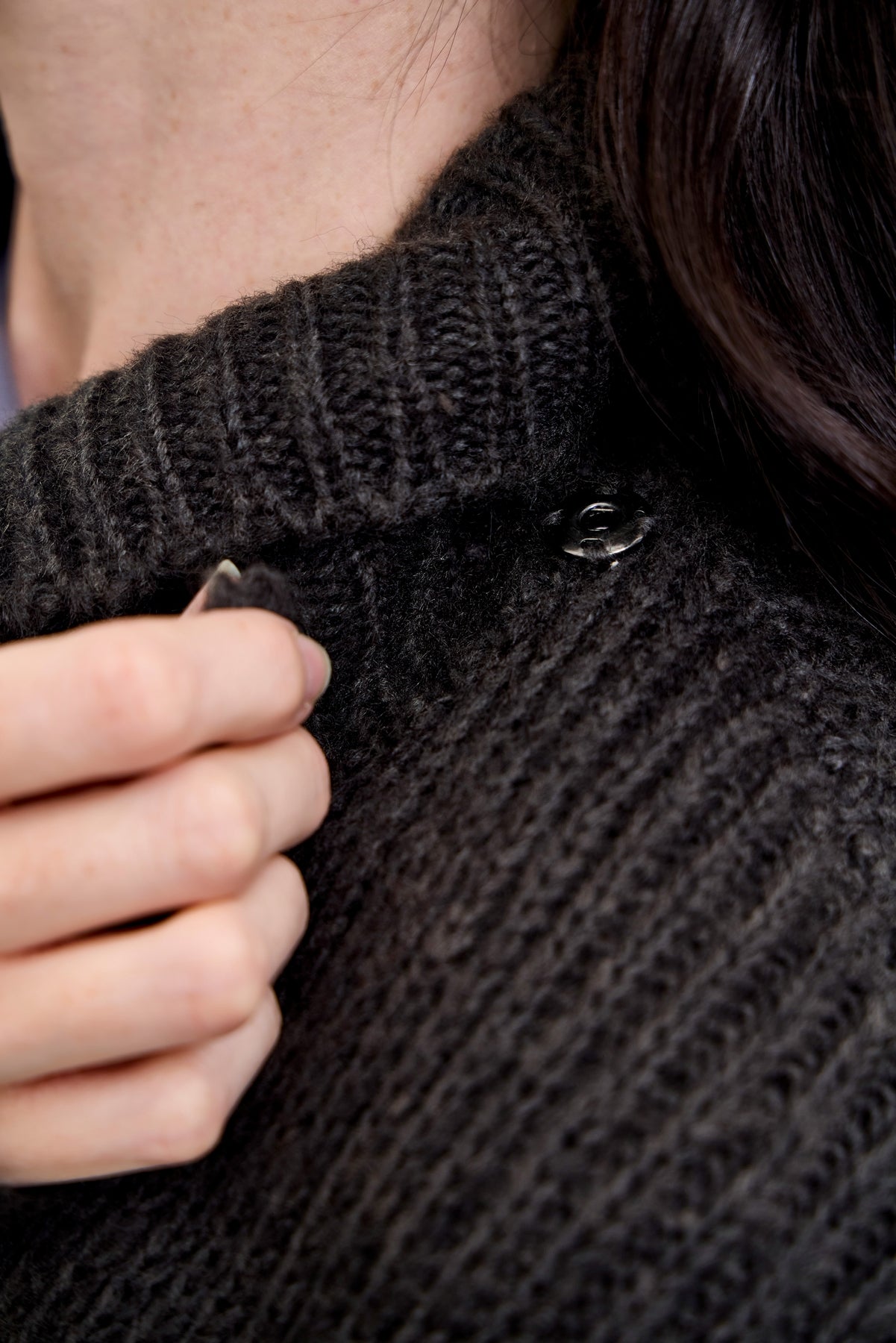 Drape Front Cardigan Charcoal Grey Sweater