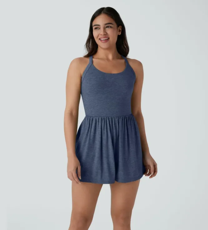 Women‘s 2-in-1 Backless Romper with Pockets