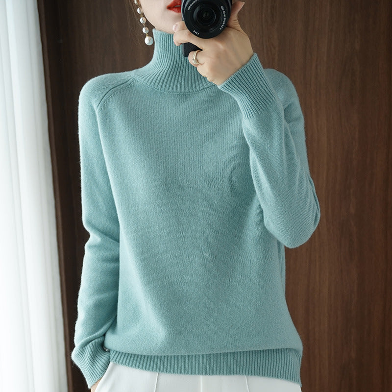 Solid turtleneck cashmere knit sweater-buy 2 free shipping