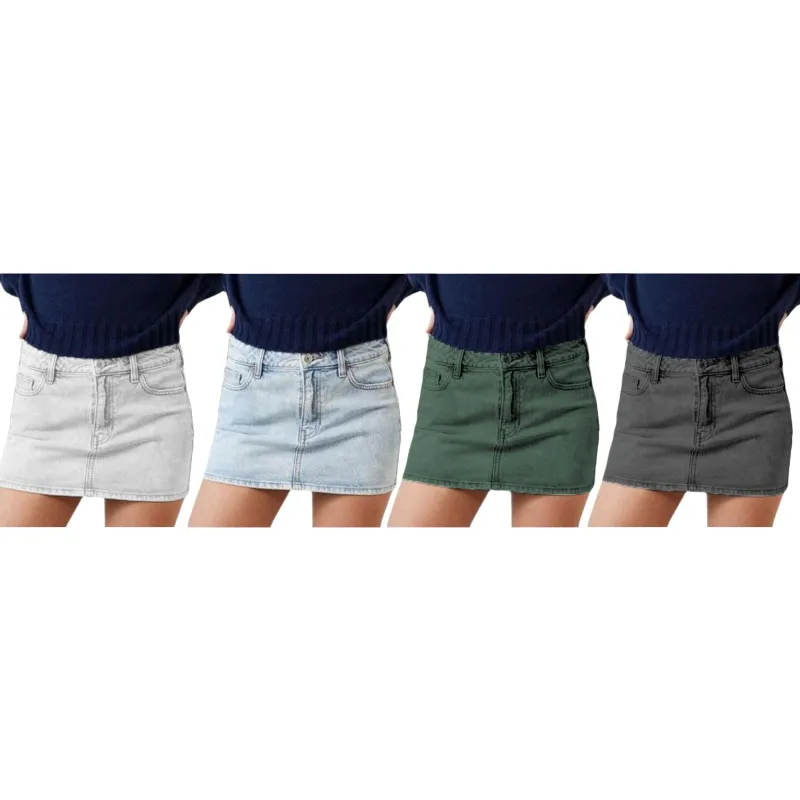 Women's Stretch Denim Mini Skirt- Multicolor (Just $3 Each!)