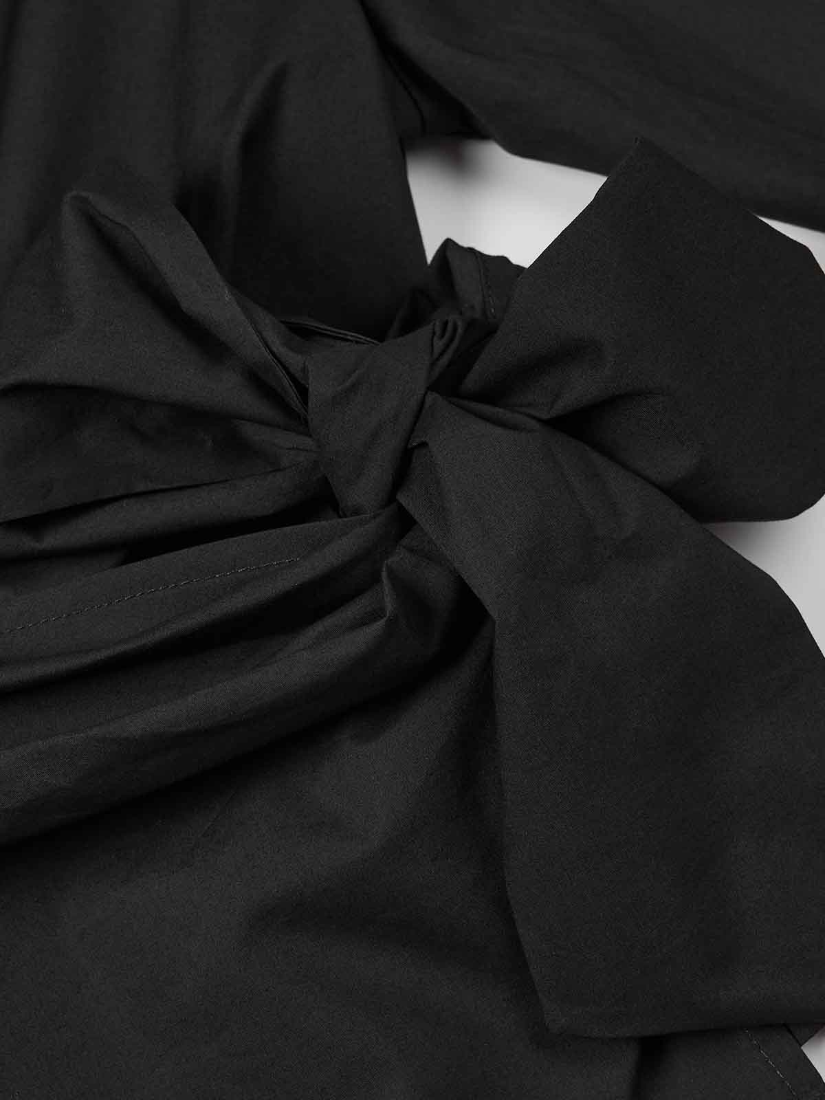 ASOBIO Long-Sleeve Asymmetrical Wrap Drapey Shirt