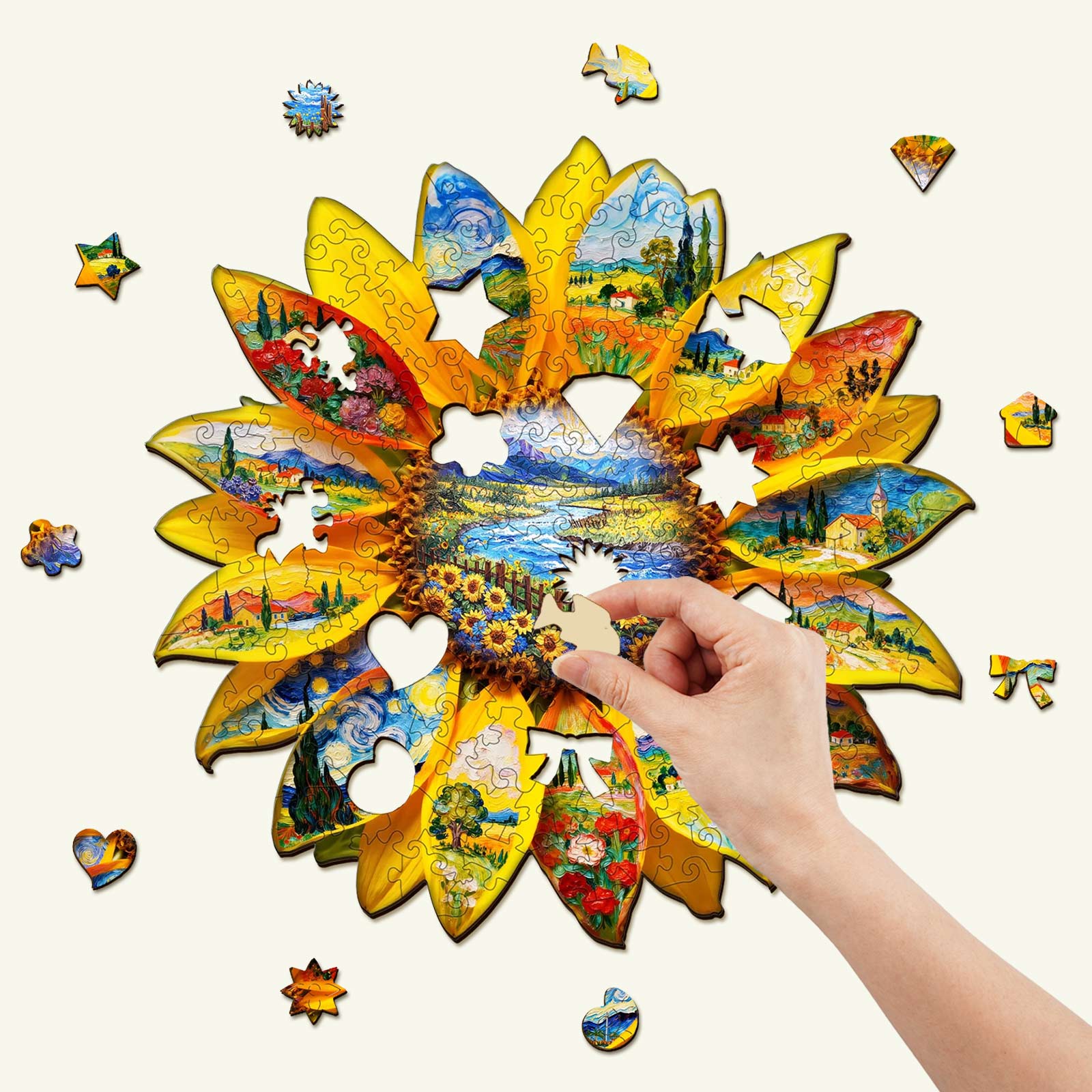 Oil on Sunflower Wooden Jigsaw Puzzle
