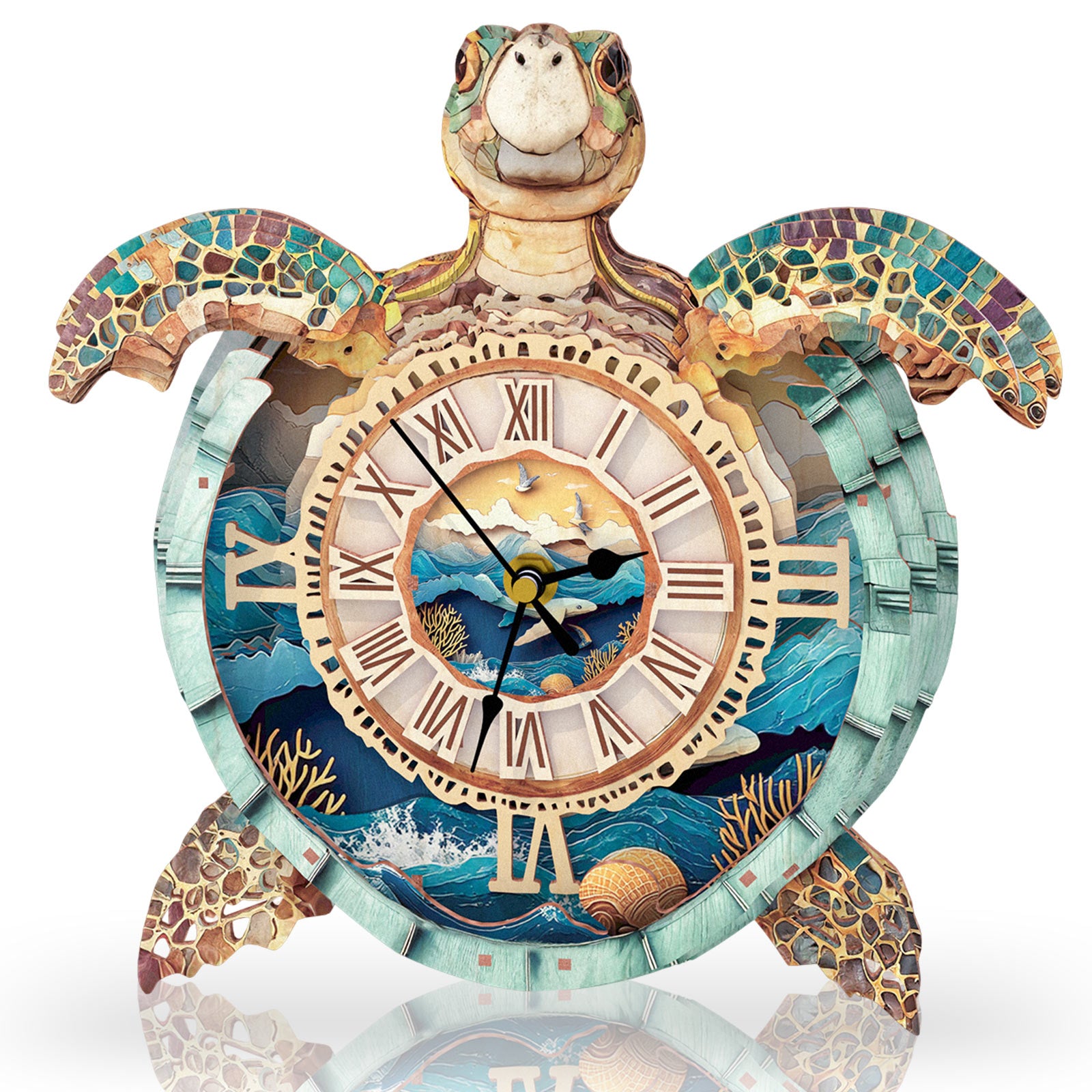 Sea turtlesâ€“ DIY Wooden Clock, 3D Puzzle Craft Kit