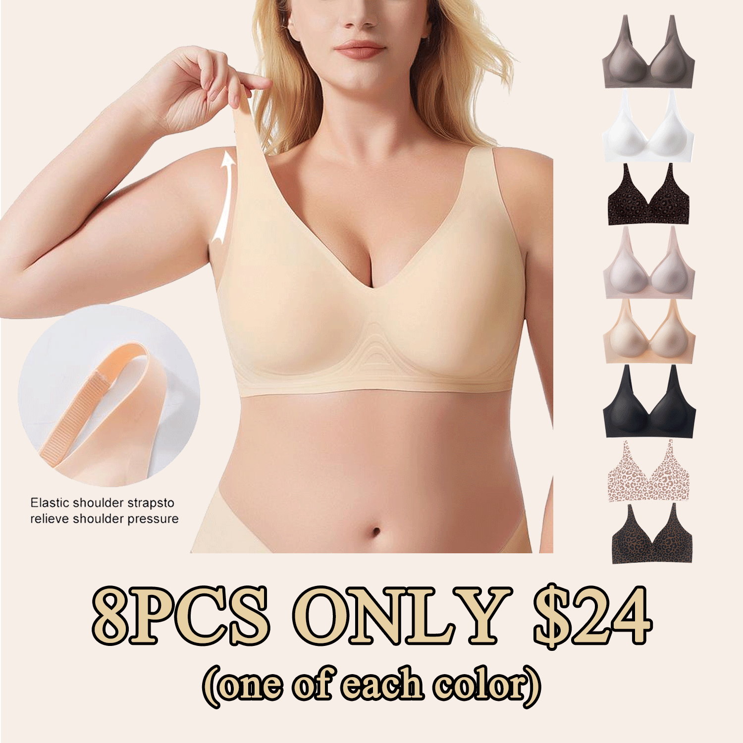 Women’s Wireless Push-Up Deep V Seamless Comfort Bra