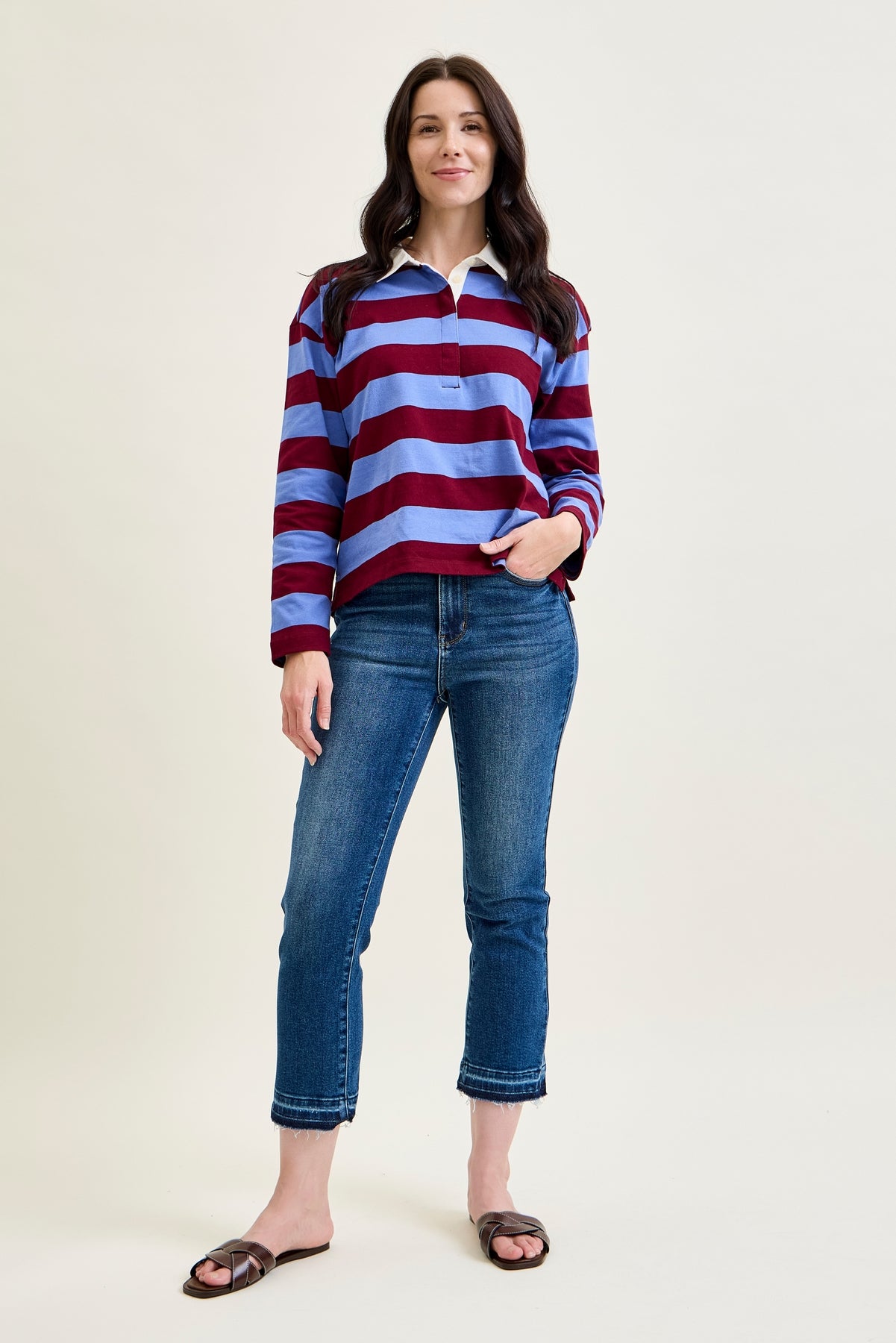 Aurora High Rise Vintage Wash Kick Flare With Released Hem