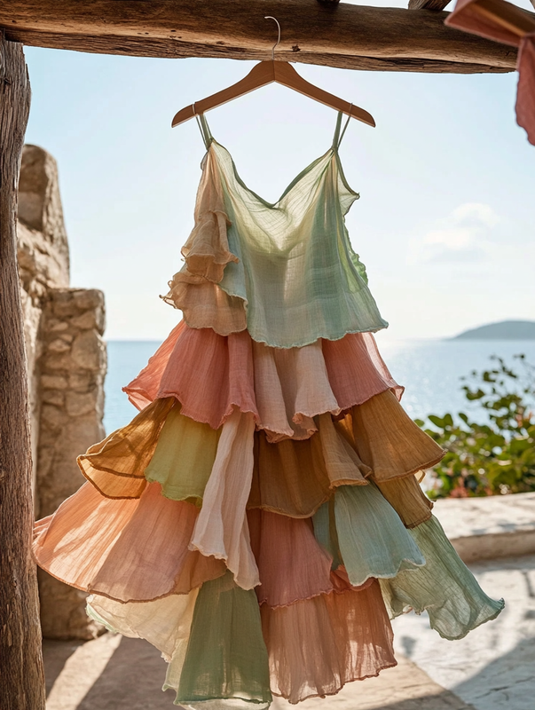 Summer Rainbow Lace Patchwork Dress a613