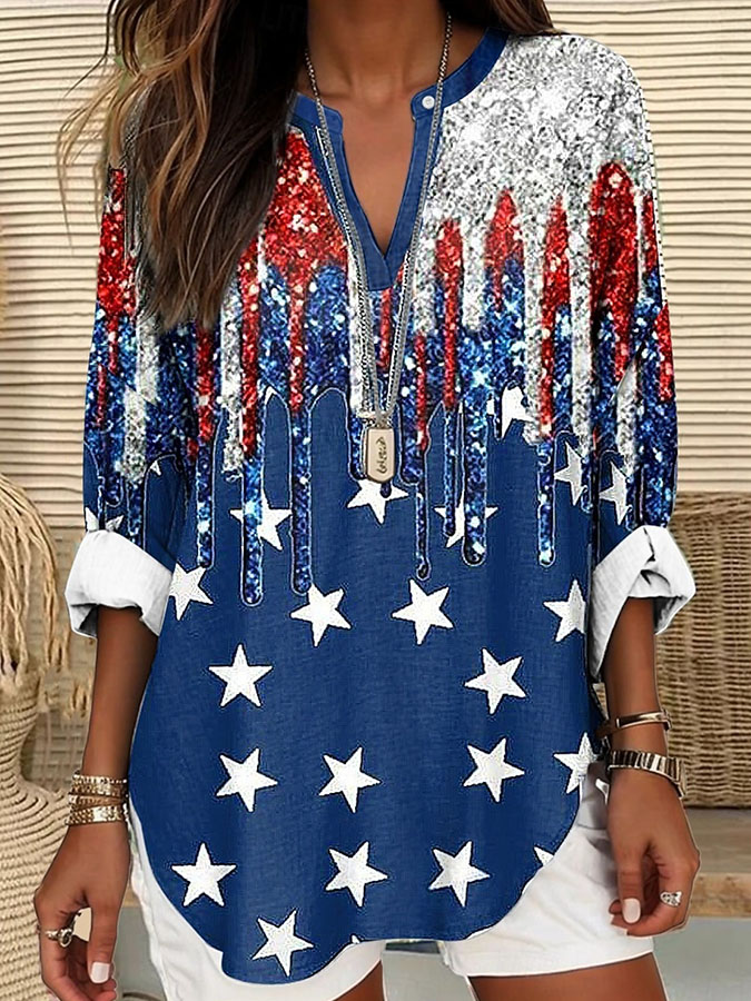 Women's Independence Day 250th Anniversary Printed Casual Shirt