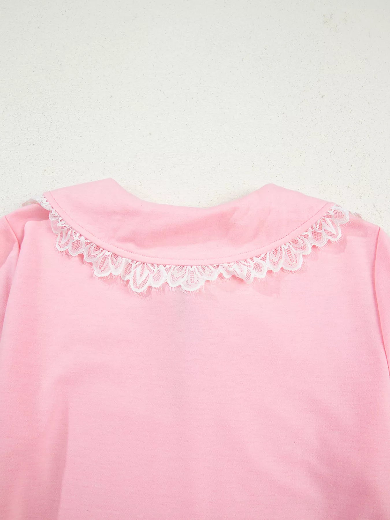 Peter Pan Lace Embellished Neck Sweatshirt and Skirt Two Piece Set