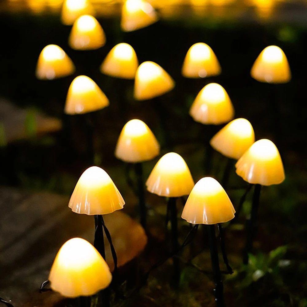 Small Mushroom Waterproof LED RGB Solar Lights Outdoor String Lights