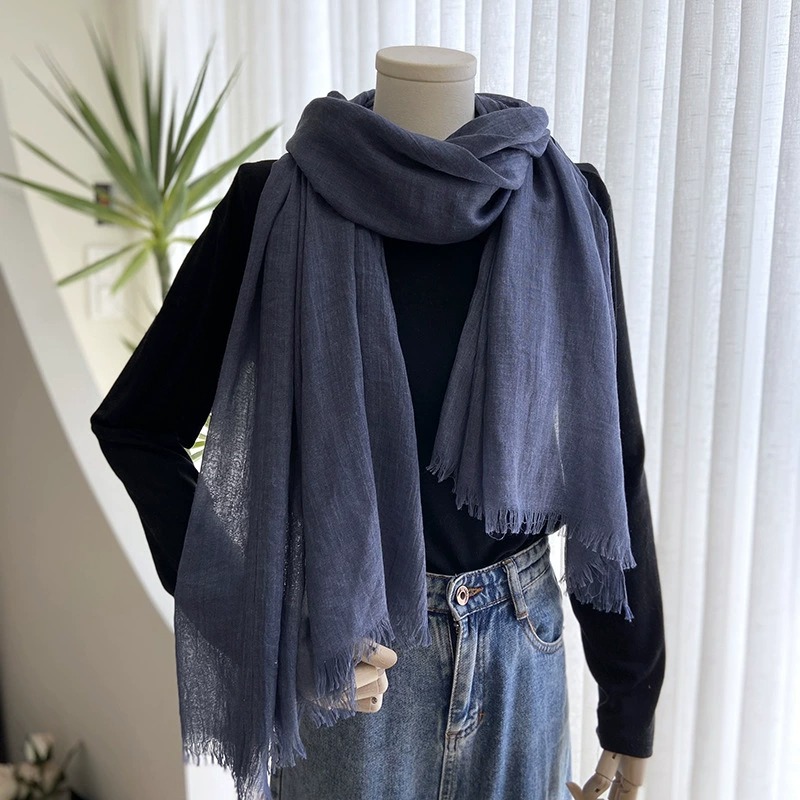 Cotton and Linen Solid Color Casual Scarf