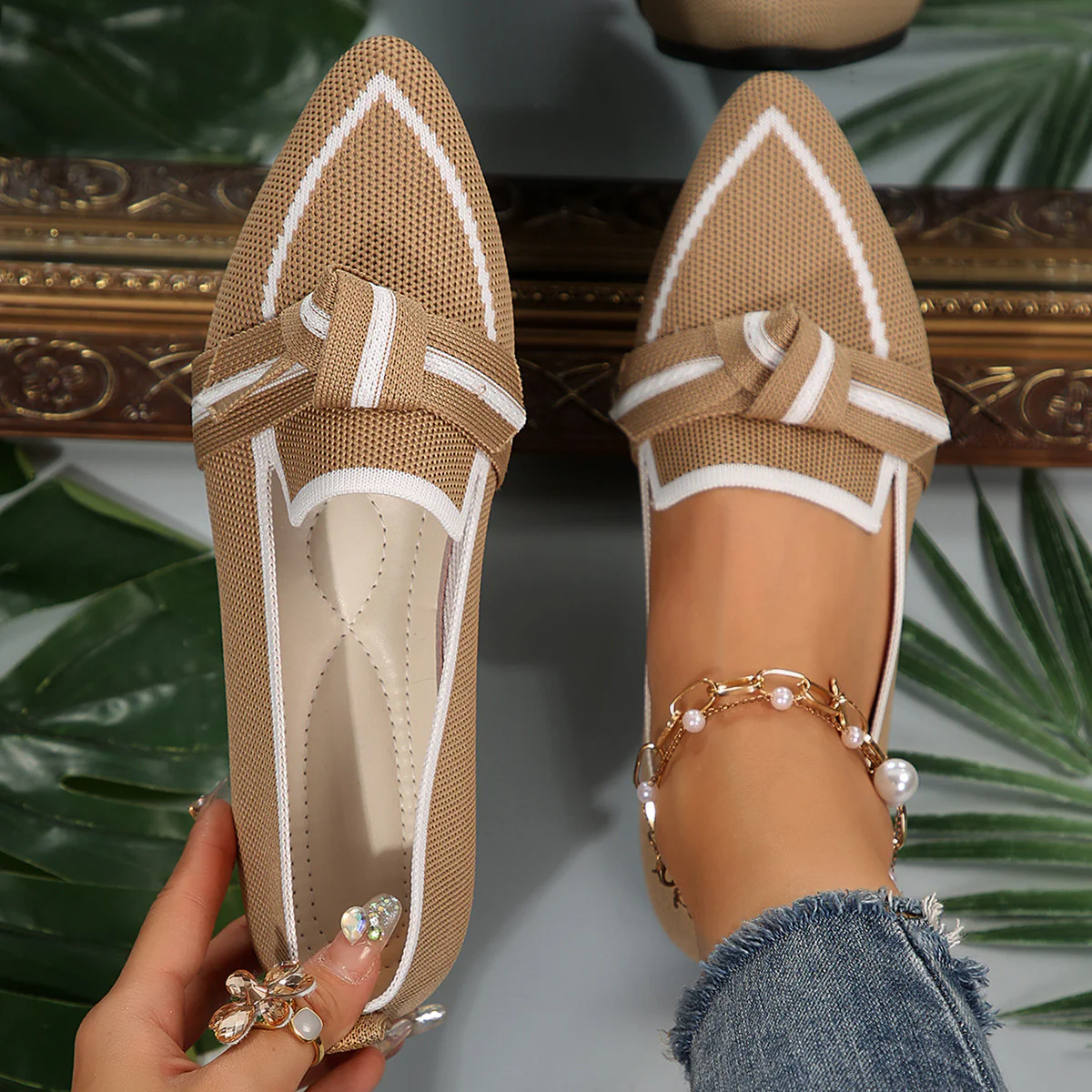 Point Toe Mesh Flat Slip-Ons  (multiple color options)