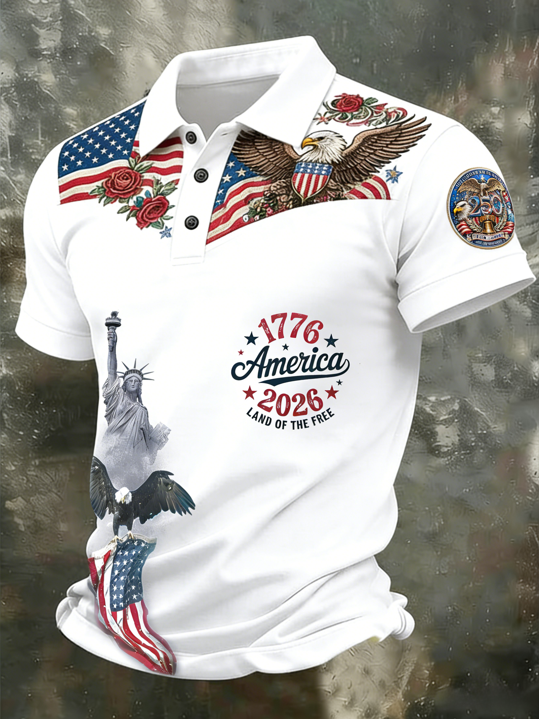 Unisex Casual 250Th Anniversary Celebration Short Sleeved Polo Shirt