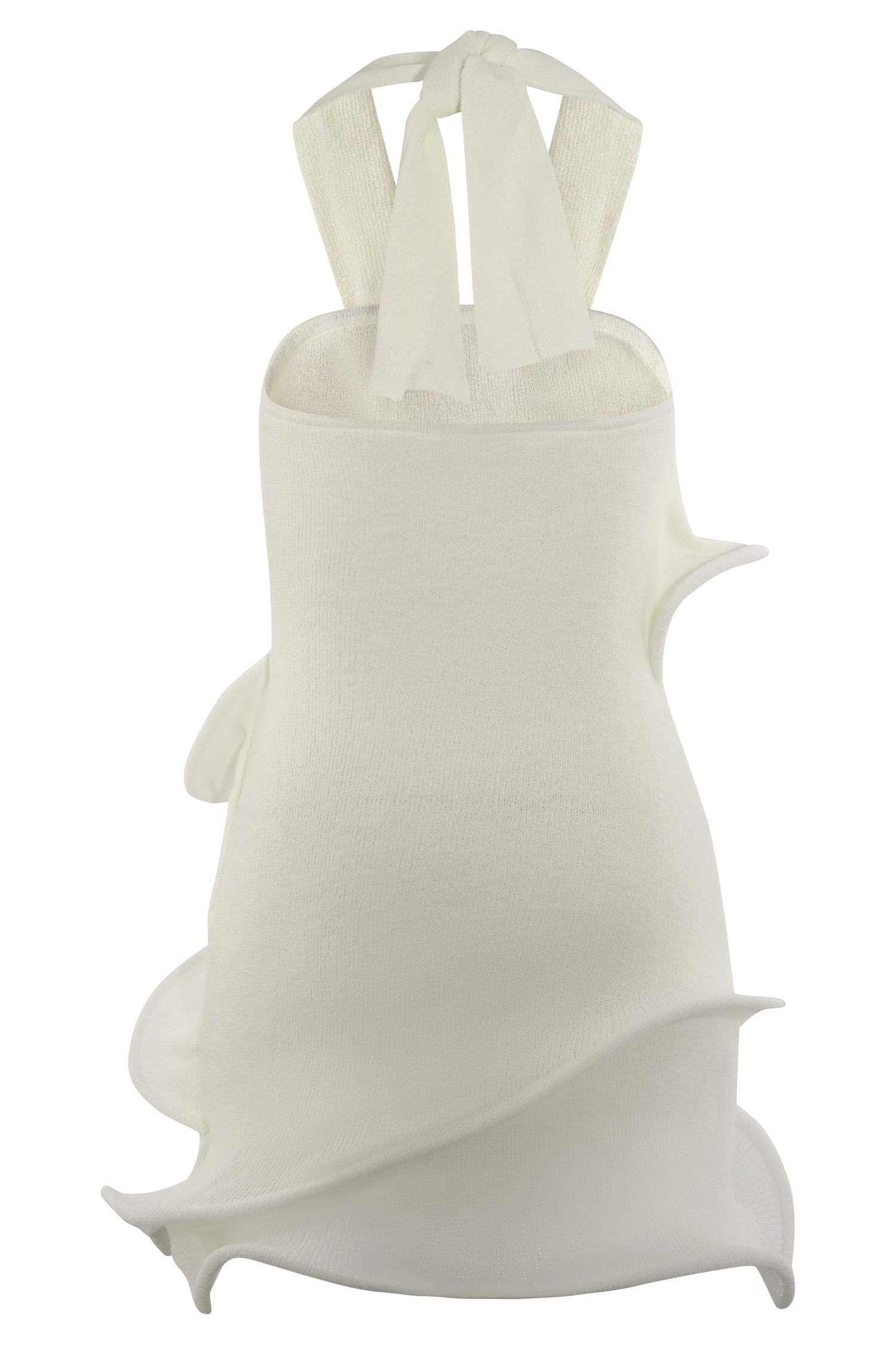 White Halter Knit Mini Dress